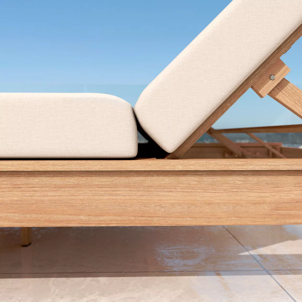 Transat double en bois d'acacia Bornéo Sable