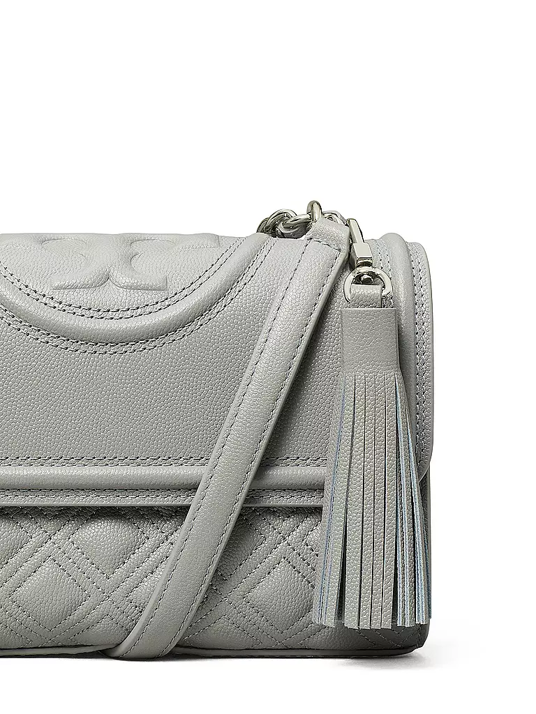 TORY BURCH Ledertasche - Umhängetasche FLEMING SOFT GRAIN Small grau