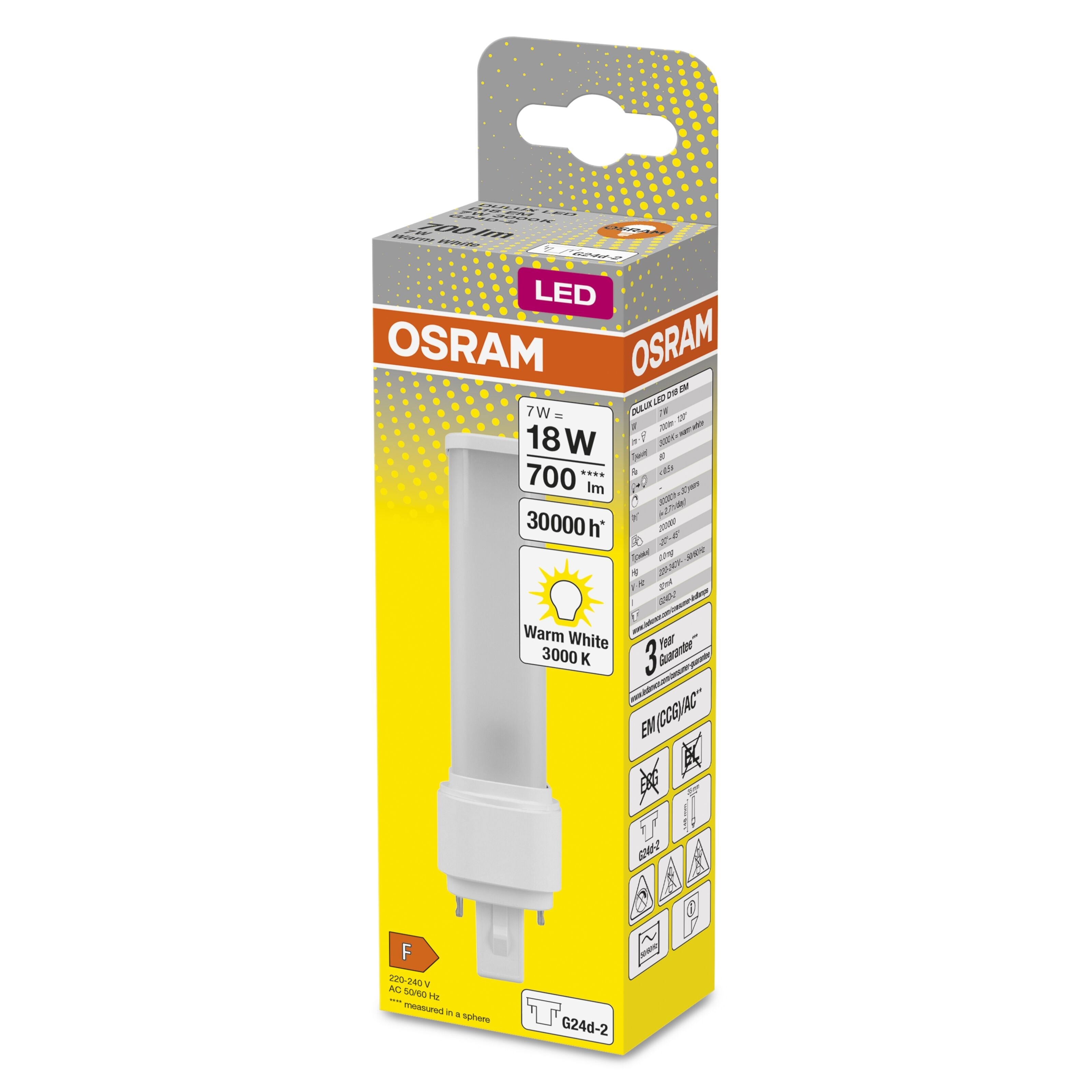 Osram LED-kompaktlysrør G24D 700 lm