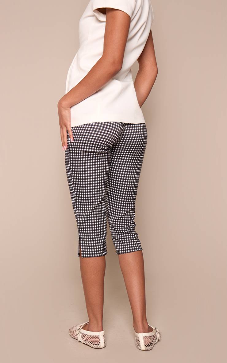 Noir Pantalon Capri À Carreaux Vichy