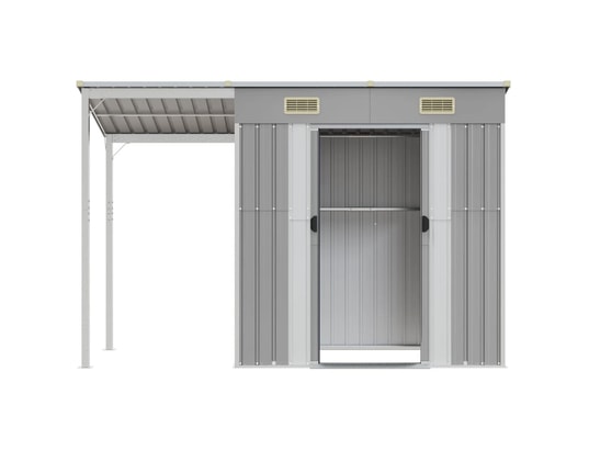 VIDAXL - Abri de jardin avec toit prolongé gris clair 277x110,5x181 c...