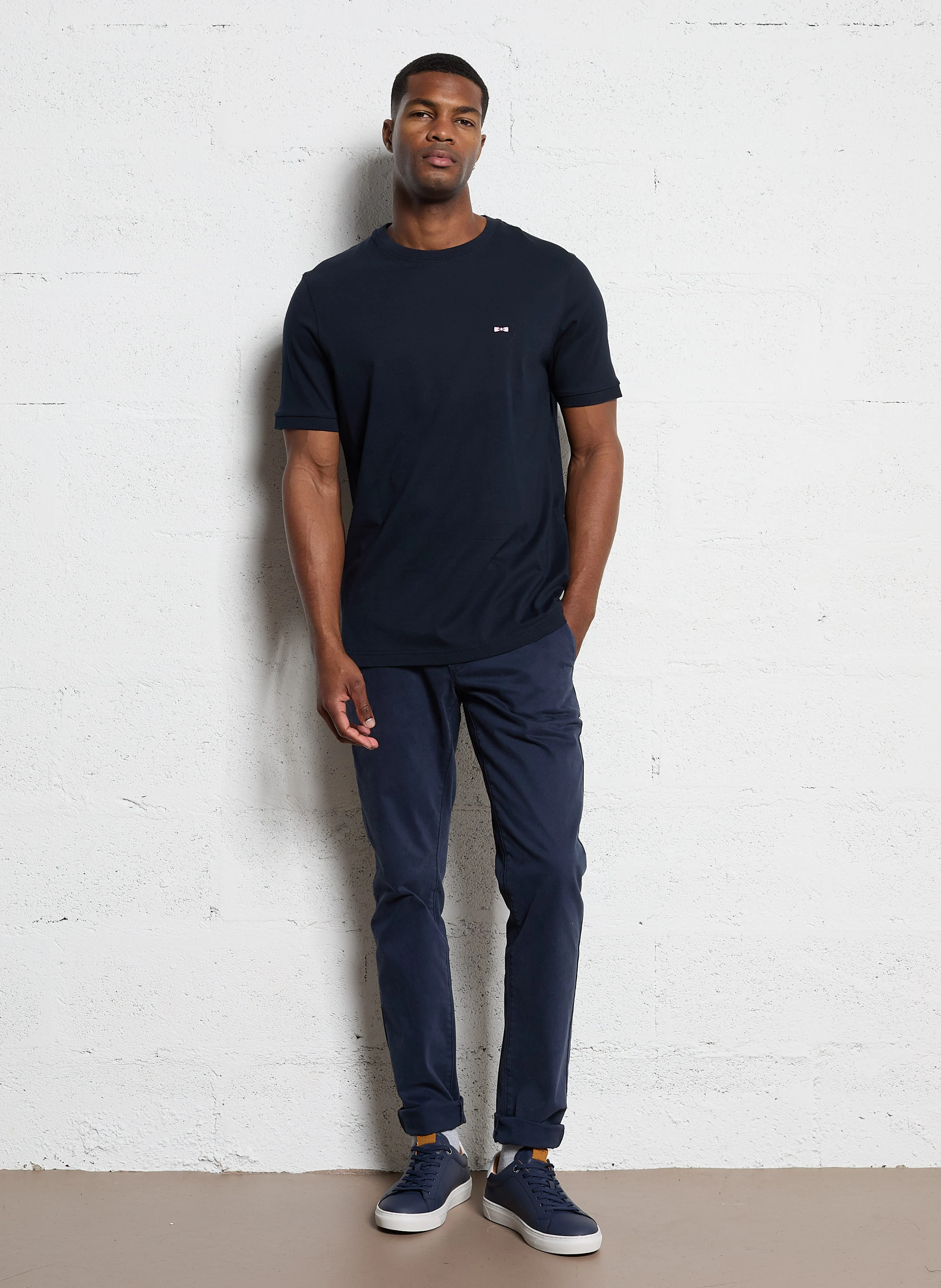 Tee-shirt col rond en coton | Bleu