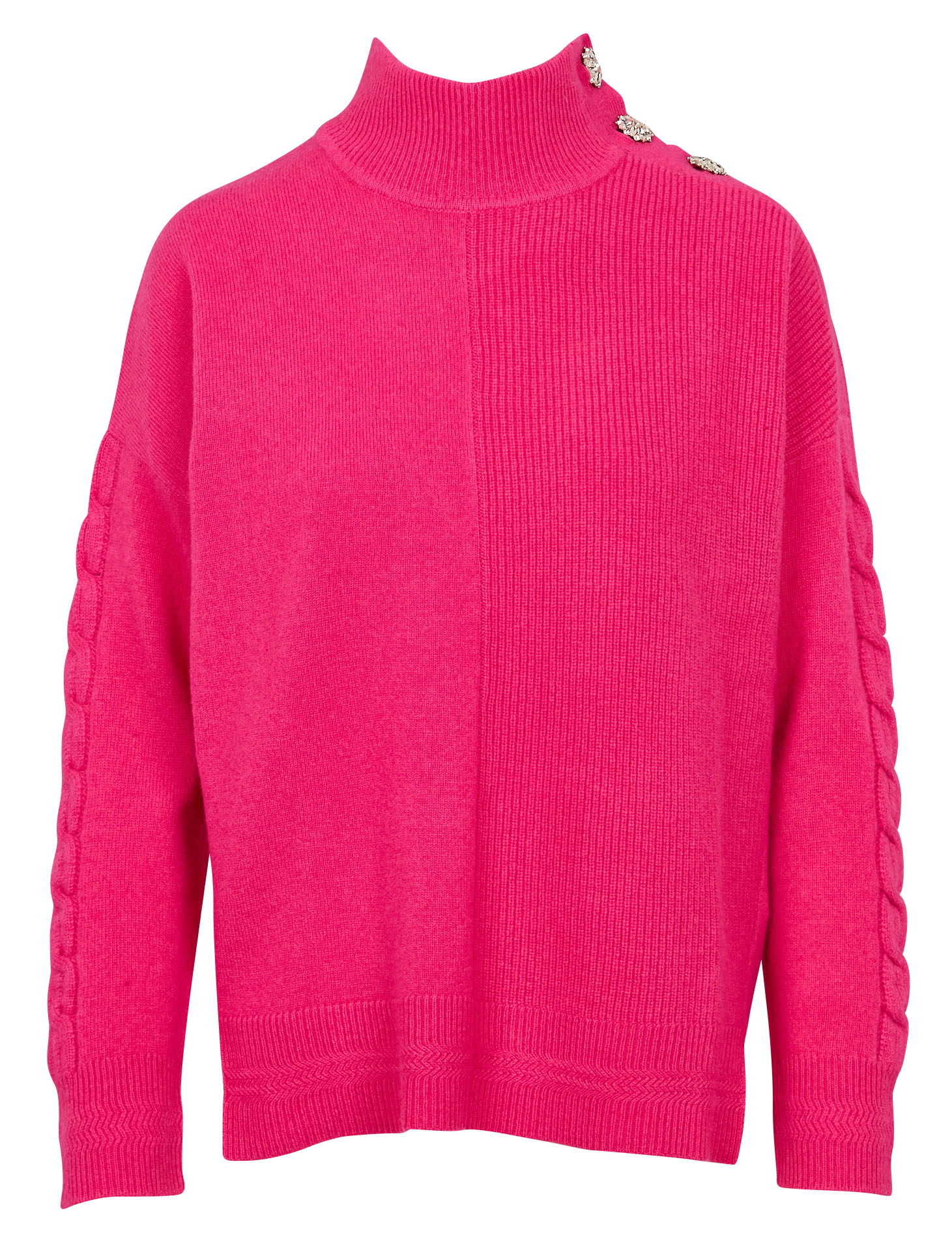 Pull ample col montant en laine | Rose