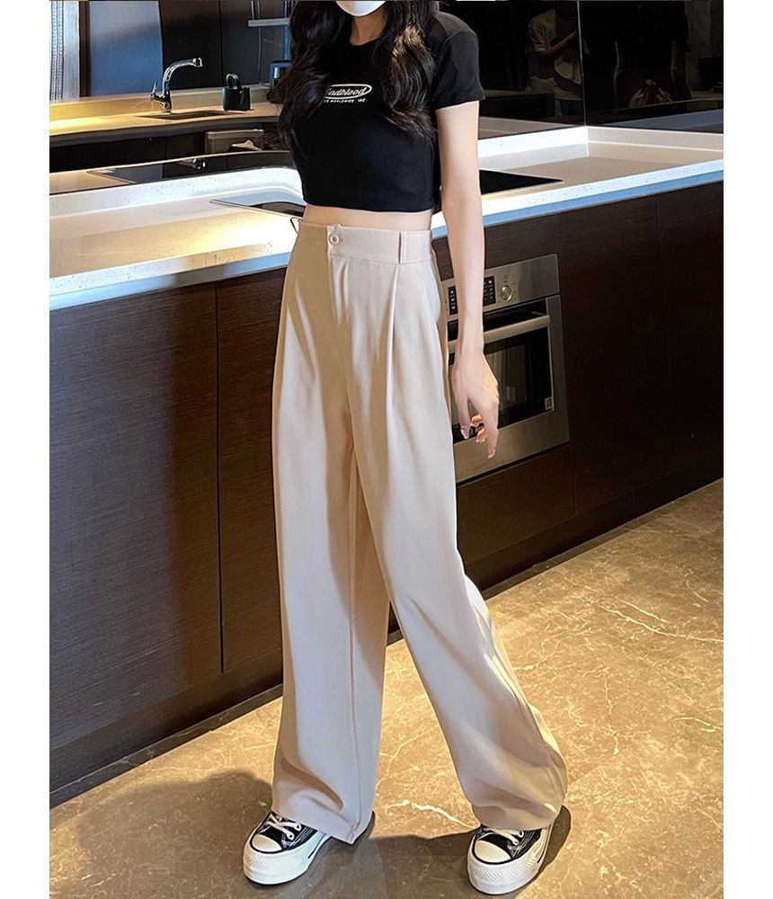 Moon City - High Rise Plain Wide Leg Broek