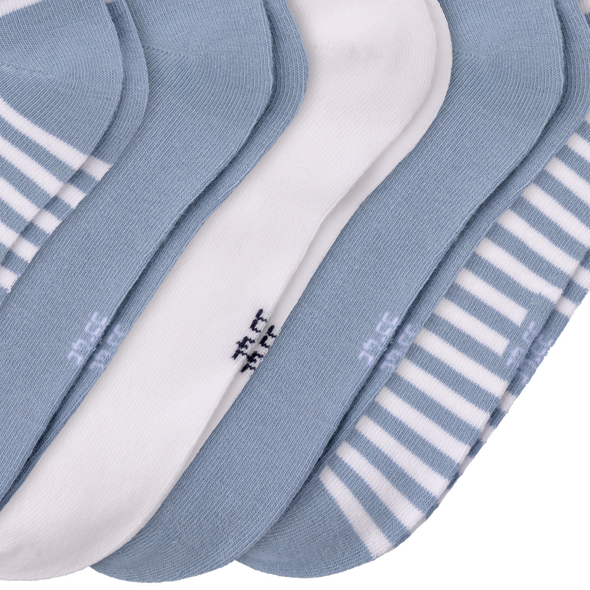 Gina Benotti 5 Paar Damen Sneaker-Socken mit Bio-Baumwolle hellblau / weiss