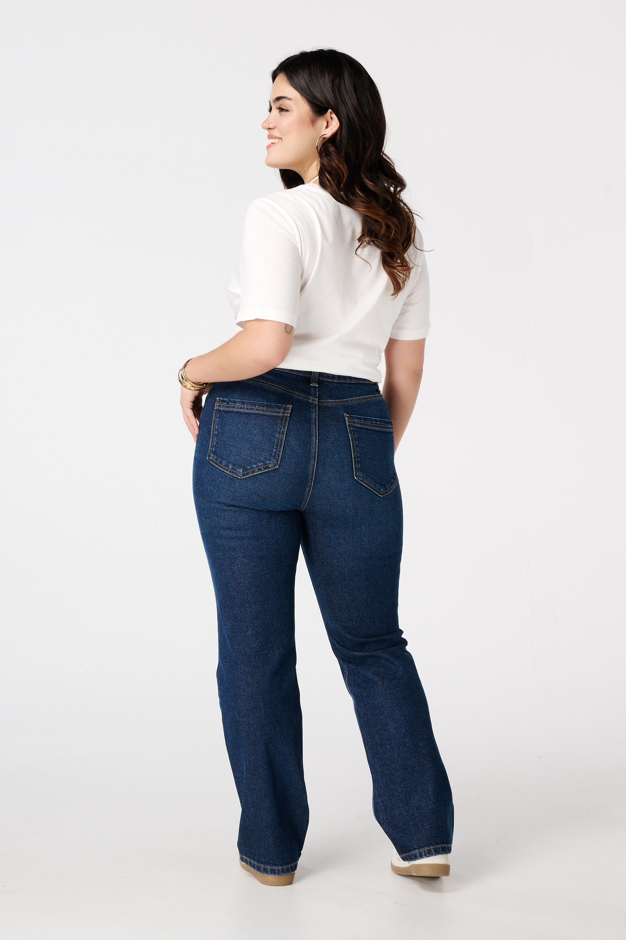 Straight leg jeans met mid waist Rinse Washed Denim