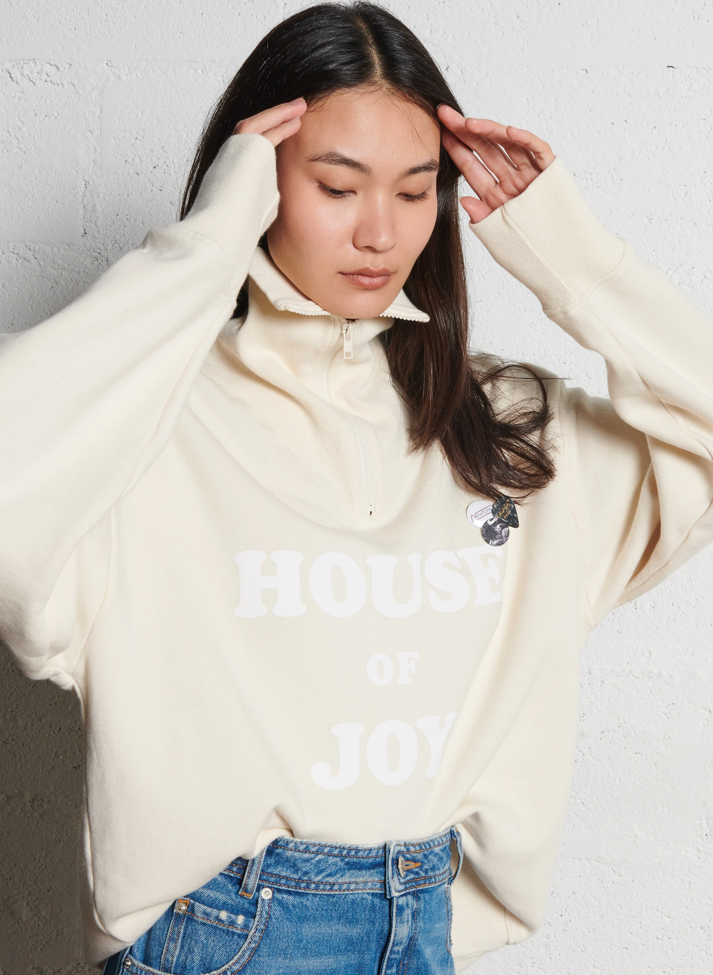 DRIVER HOUSE - Pull ample à pins en coton| Beige
