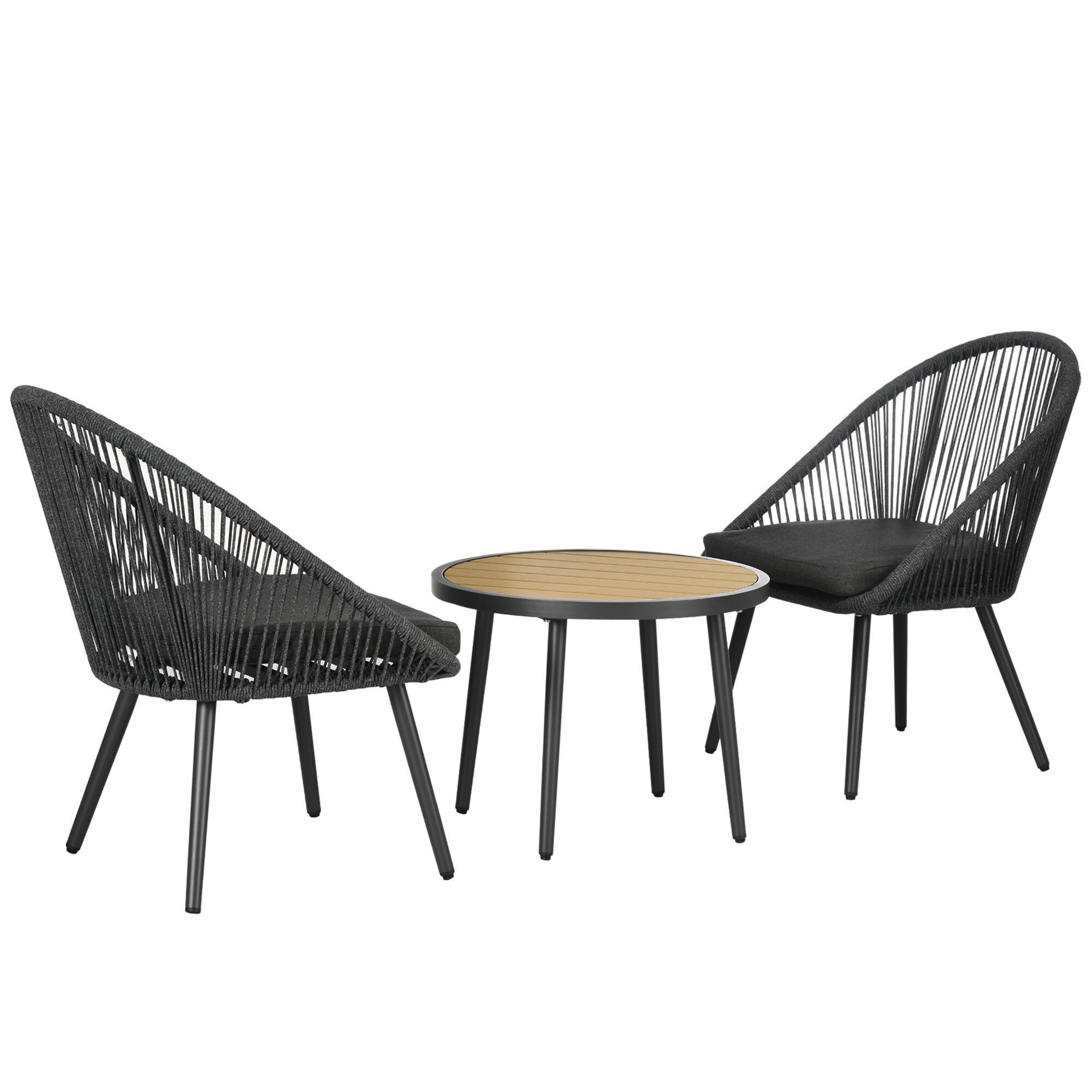 Outsunny Gartenmöbel-Set mit 2 Stühlen grau 63L x 62B x 82H cm