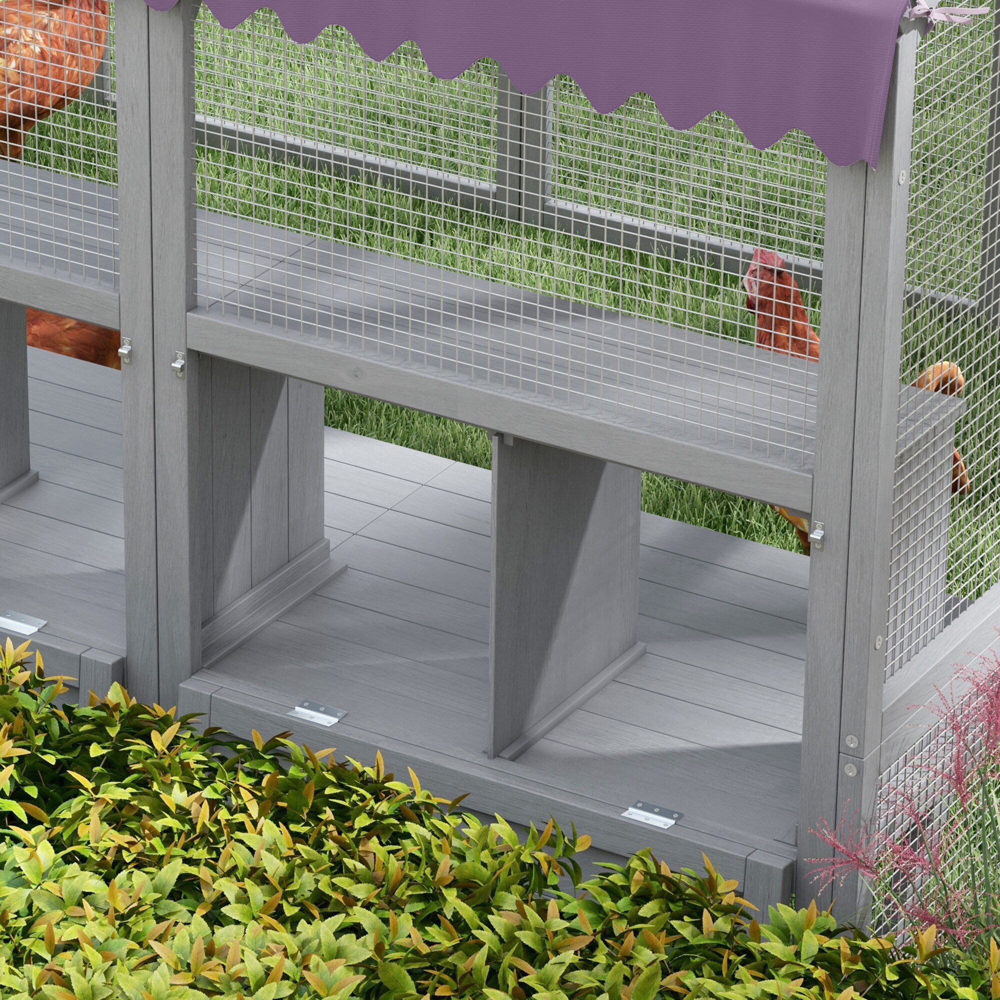 PawHut Hühnerstall mit Schattendach grau 280L x 185,5B x 188H cm
