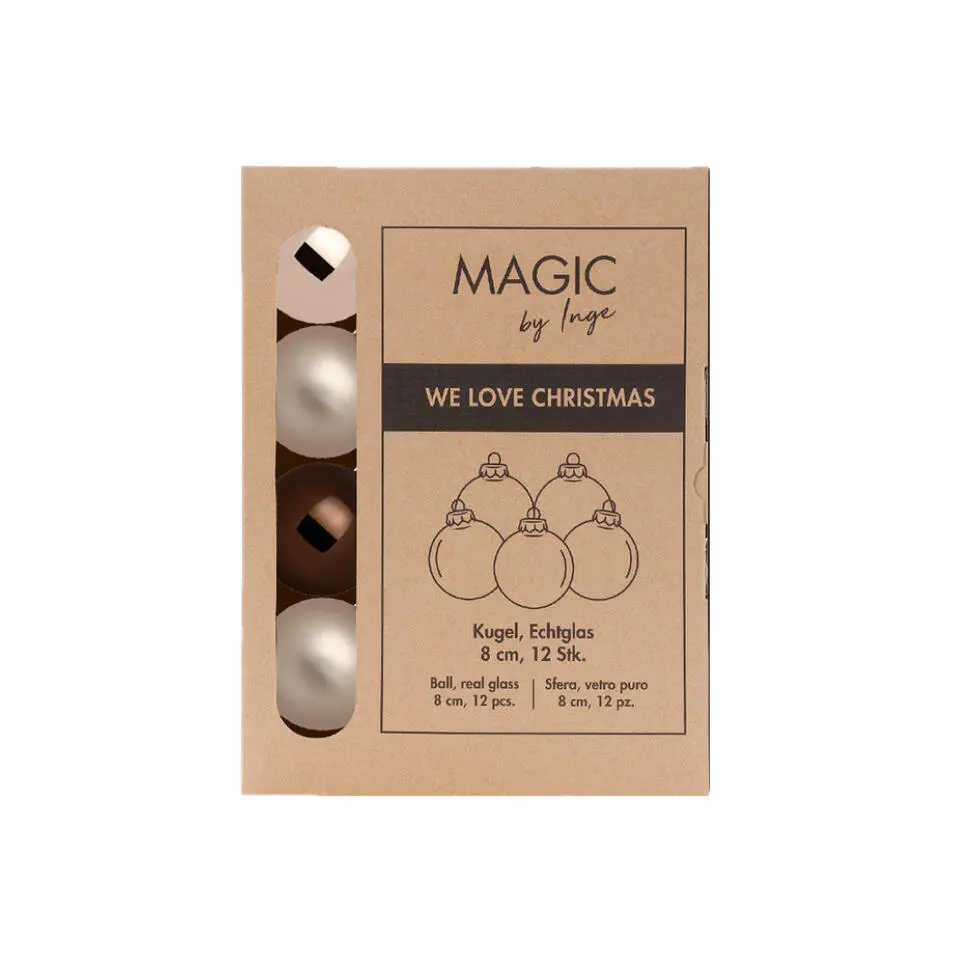 Inge Christmas Goods kerstballen van glas- 12x bruin tinten -8 cm