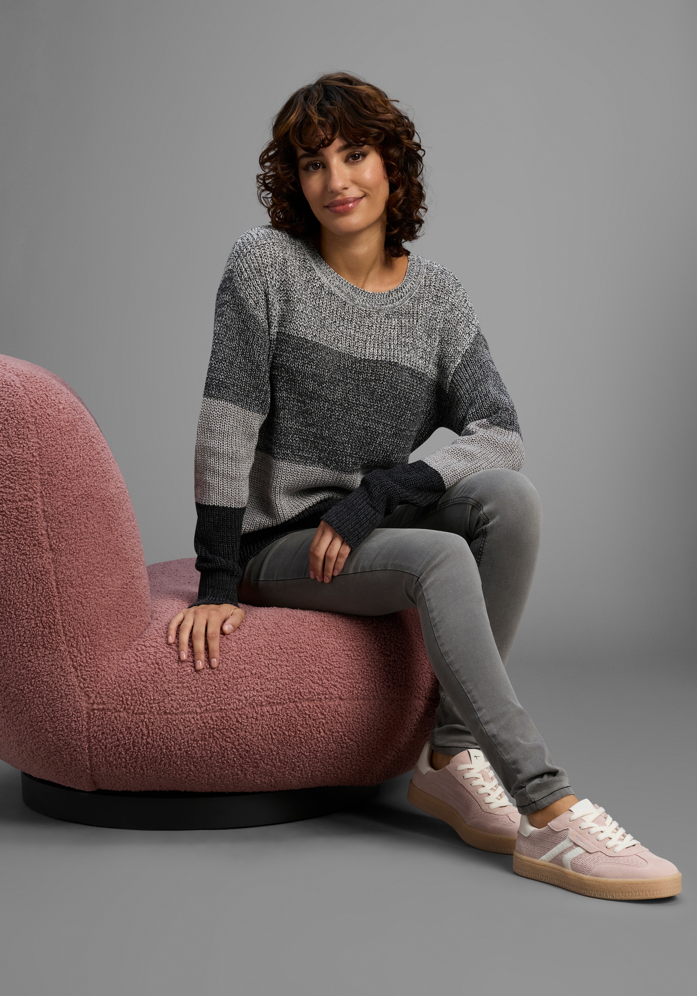Laura Scott Streifenpullover , Übergangspullover aus Baumwolle mit Melangeoptik - NEUE KOLLEKTION