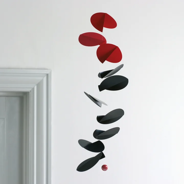 Flensted Mobiles - Turning Leaves Mobil, large, schwarz / weiss / rot