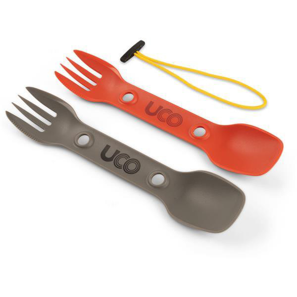 Uco - Lot de 2 couverts 3 en 1 Spork - Recyclés Rouge / Gris