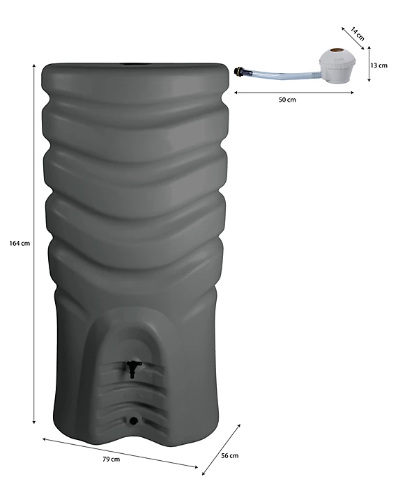 Récupérateur d'eau Eda Récup'o anthracite 550L + kit collecteur
