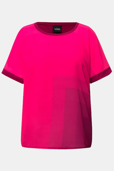Blusenshirt, Oversized, Rundhals, Halbarm