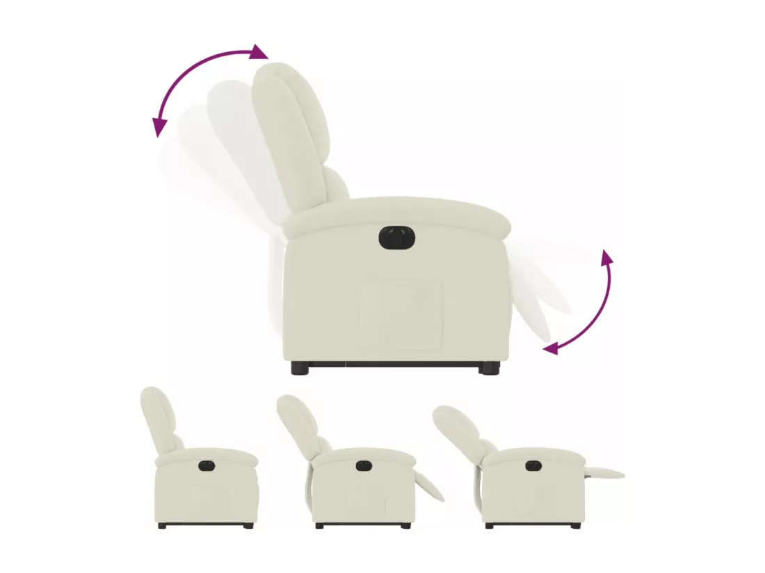 Fauteuil inclinable électrique crème velours