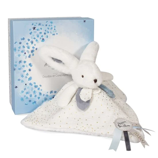 Doudou pompon   Happy Glossy blanc        de               Doudou et Compagnie