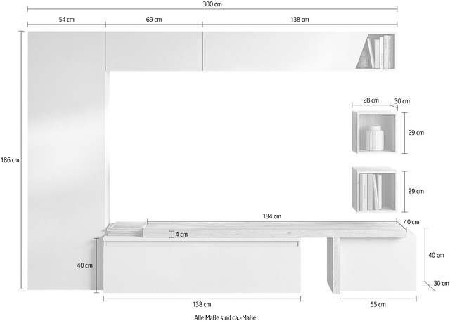 INOSIGN Wohnwand »Infinity, 7tlg. Breite 300 cm, moderne Mediawand« 7 Stk. tlg.