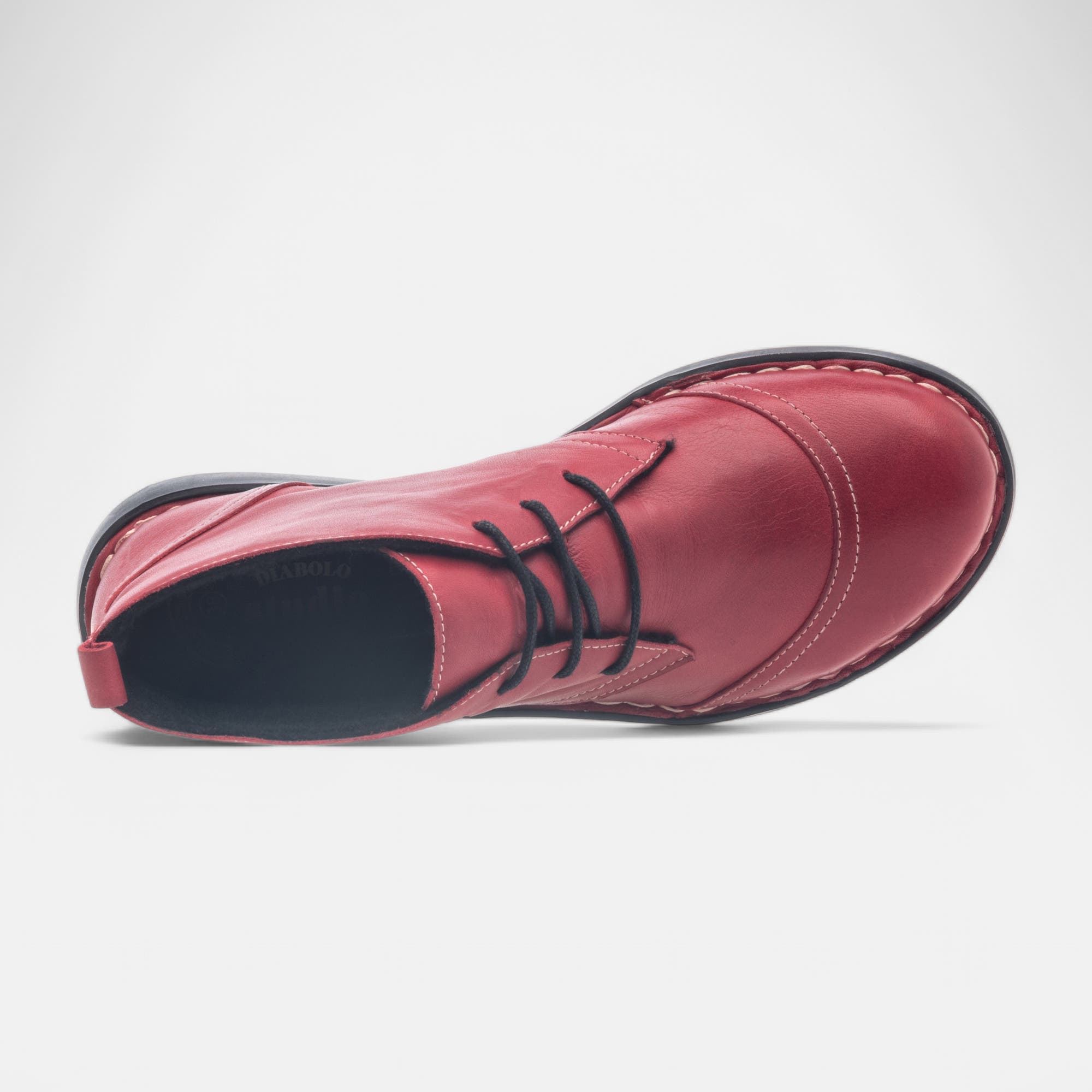 Bottines à lacets Femme en cuir rouge