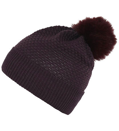MP Mütze m. Bommel - Wolle - Oslo - Plum Perfekt