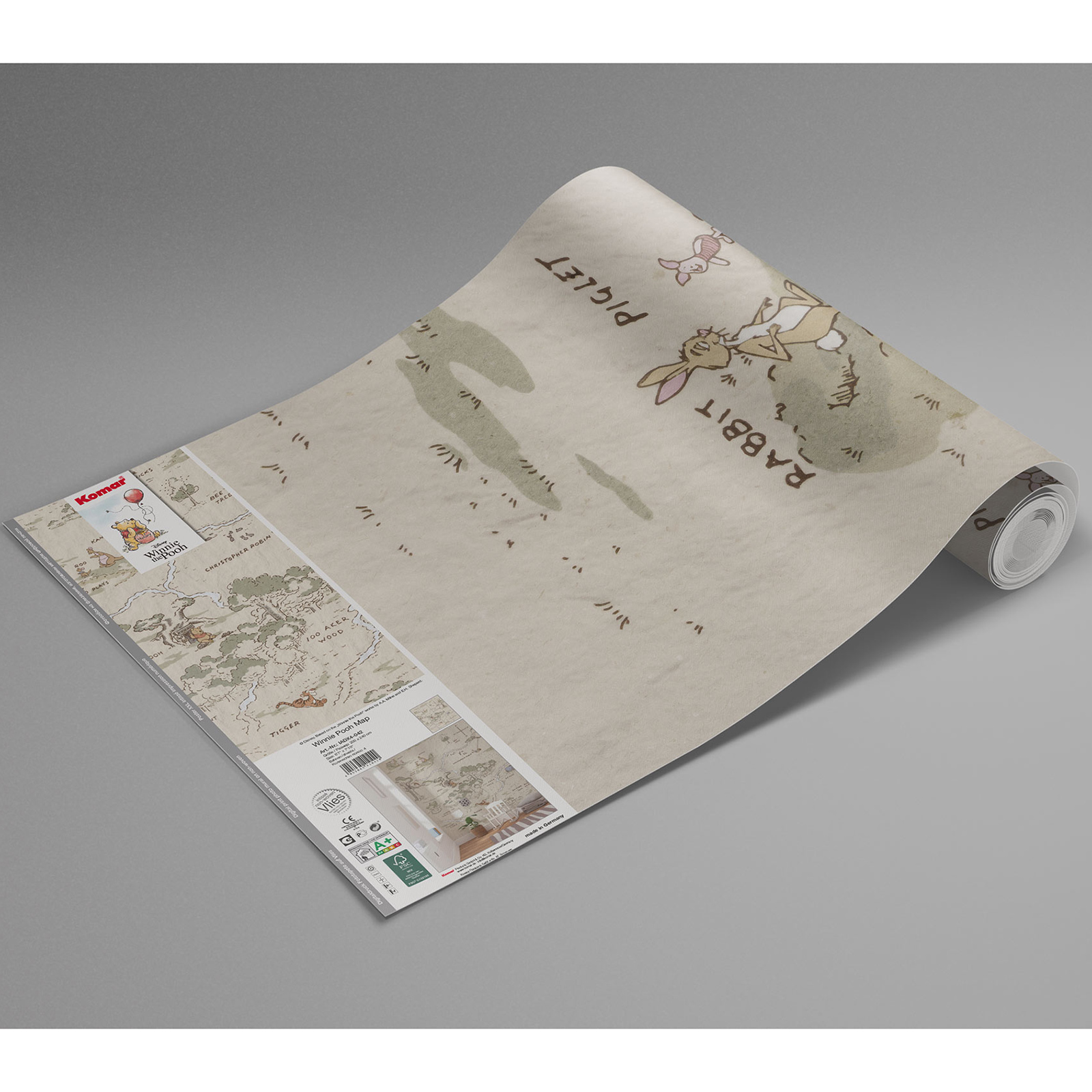 Vlies-Fototapete WINNIE THE POOH MAP - 200x240 cm