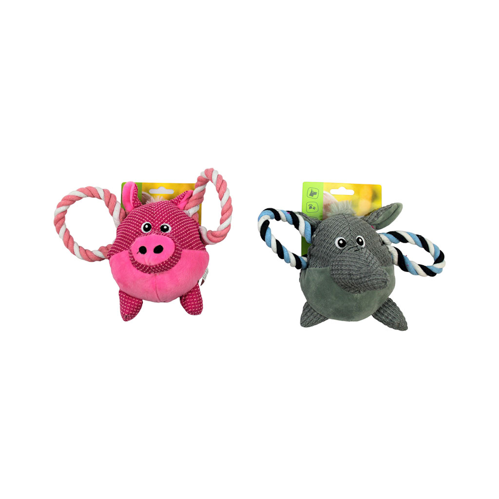 Jouet pour chien peluche et corde 26x9x6cm