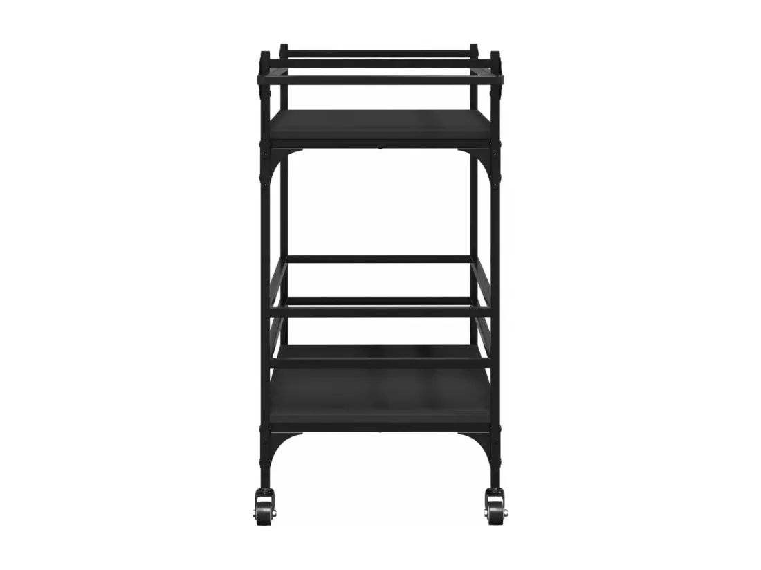 Chariot de cuisine noir 82x40x78,5 cm bois d'ingénierie
