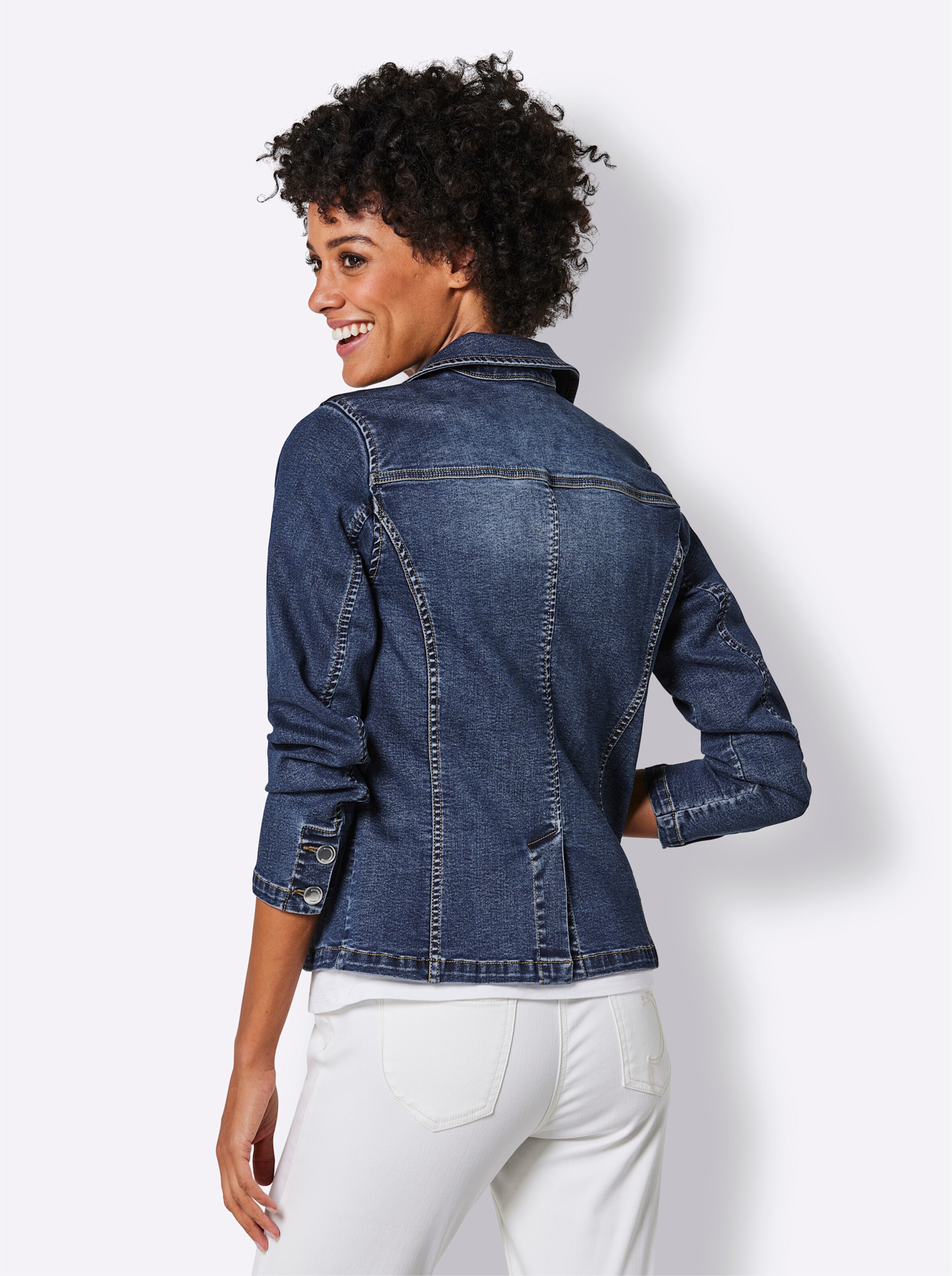 CREATION L PREMIUM Lyocell-Baumwoll-Blazer in blue-stone-washed