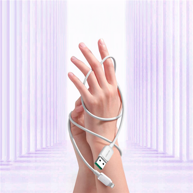 (1.2m) 2.4A USB A auf Lightning Ladekabel Silikon Datenkabel - Weiss