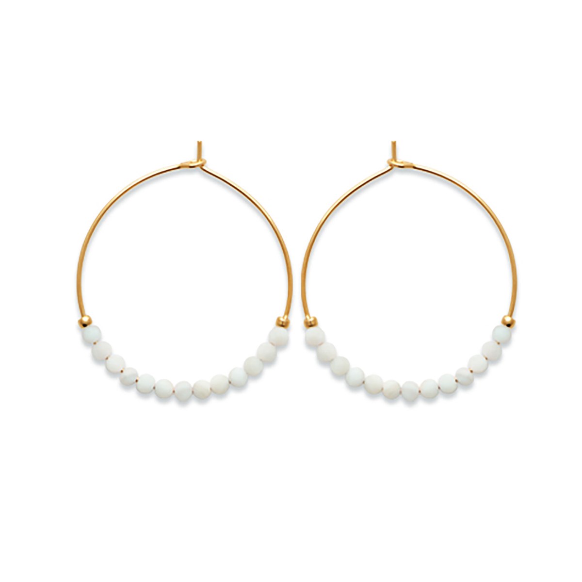 Créoles Brillaxis perles blanches 30 mm