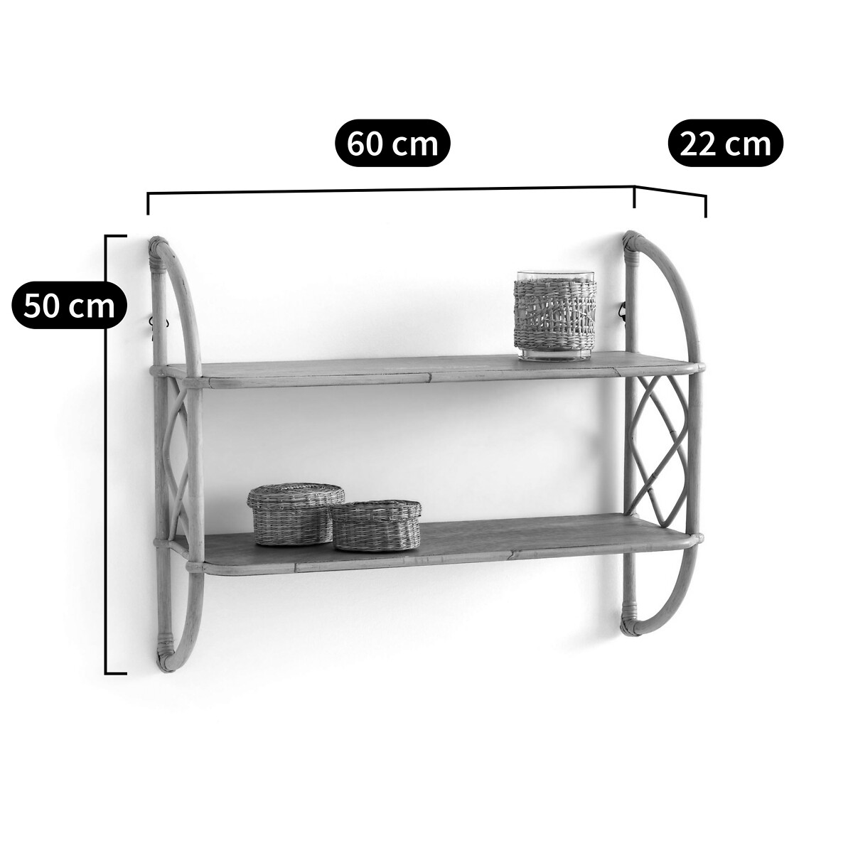 LA REDOUTE INTERIEURS<br>Prateleira dupla em rattan L60 cm, Malu
