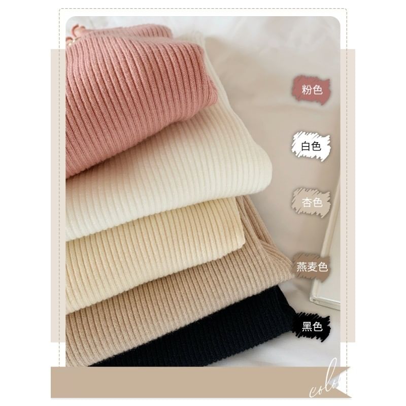AstroSwirl - Effen gebreide top met lange mouwen en mockneck