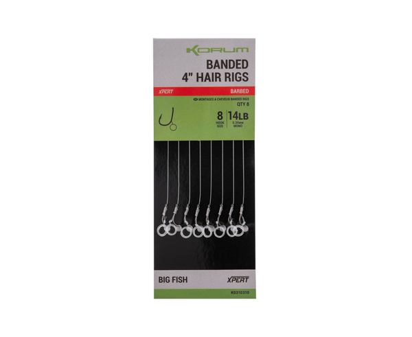 Montages Korum Banded Hair Rigs 10cm (8 pièces)