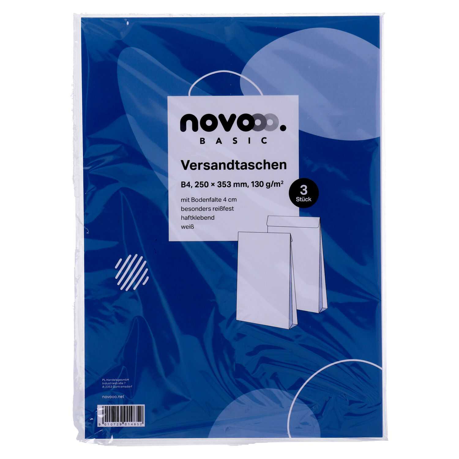 novooo Versandtasche 3er mit Bodenfalte, B4