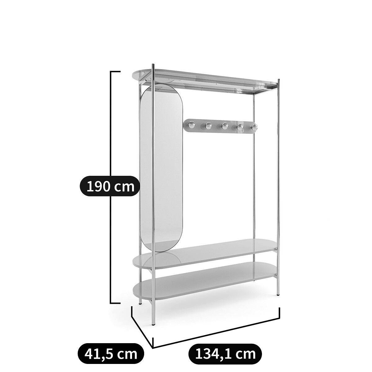 LA REDOUTE INTERIEURS<br>Guarda-roupa em aço, metal e MDF com espelho, Marlow