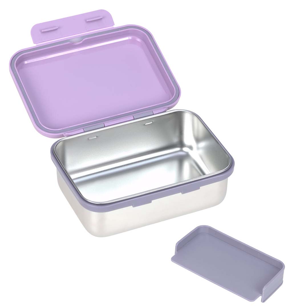 lässig rvs broodtrommel little gang - heart lilac
