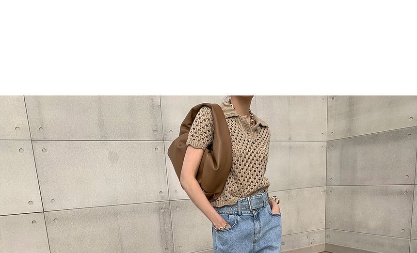 Coris - Polotop met korte mouwen en losse gebreide stof
