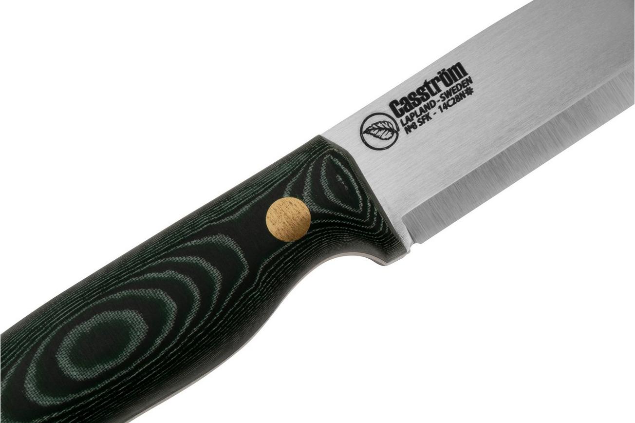 Casström No. 8 SFK 12827 Green Micarta met Firesteel, bushcraftmes