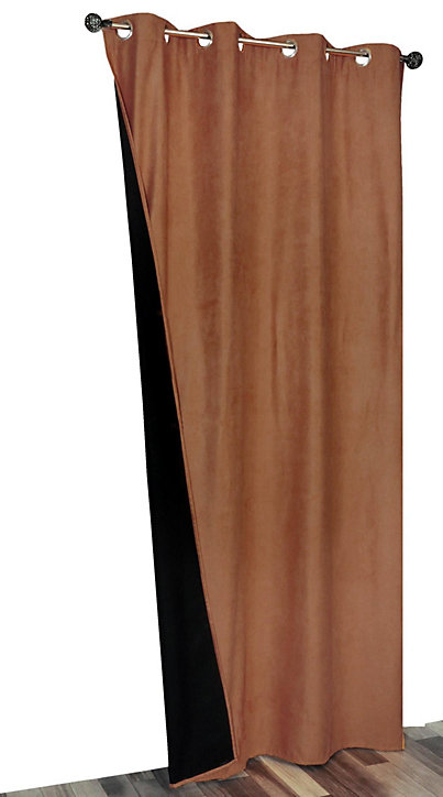 Rideau thermique suède l.140 x H.240 cm marron