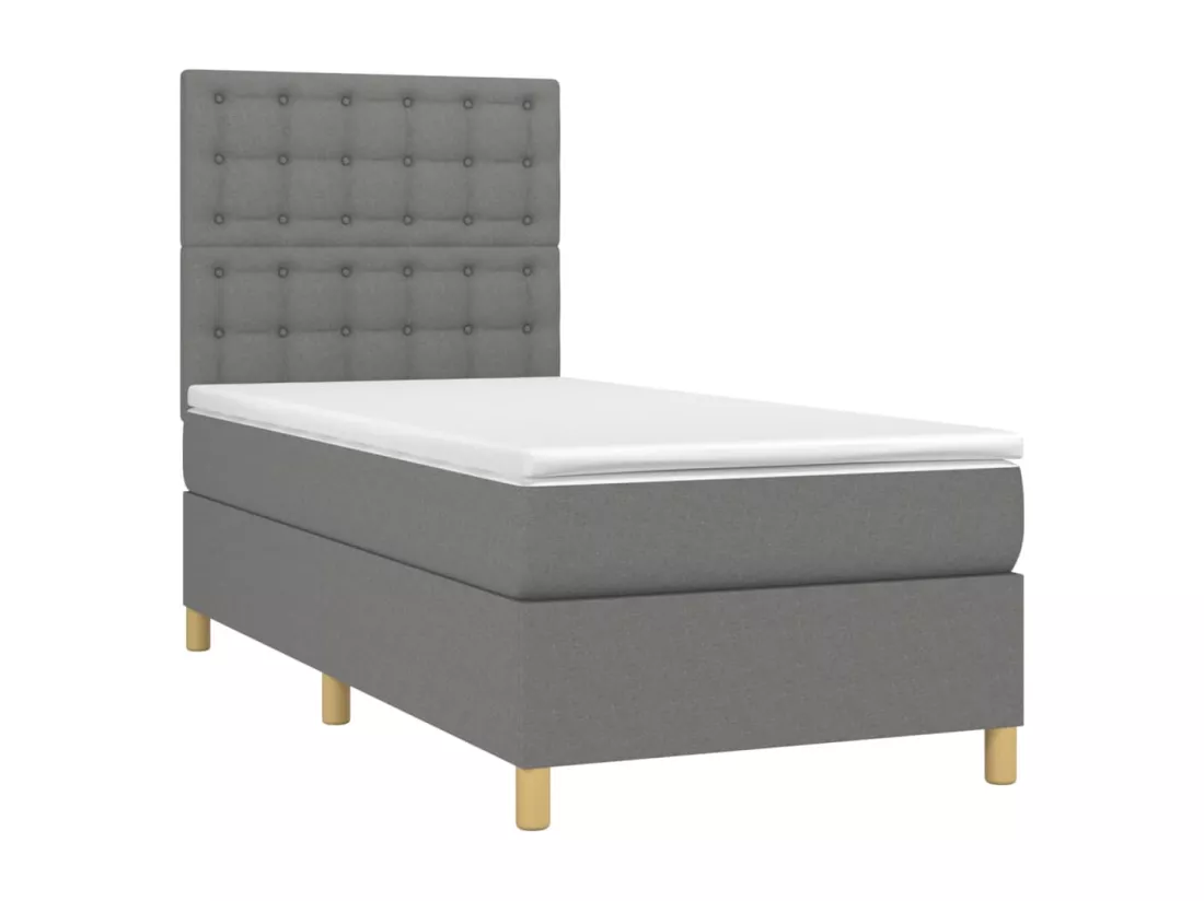 Sommier tapissier avec matelas et LED Gris foncé 90x190cm Tissu