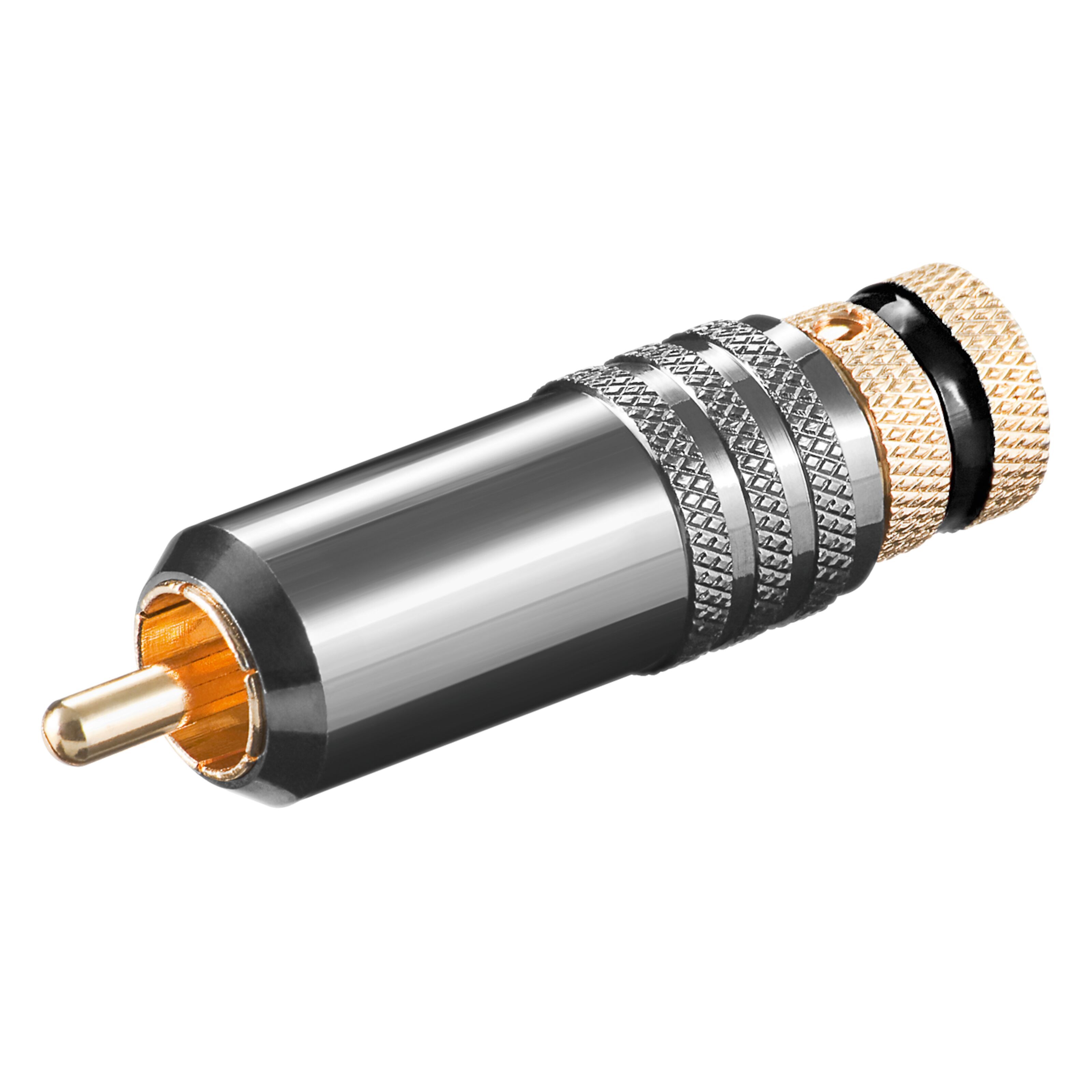 Luxorparts RCA-kontakt med metallinnfatning, hann Svart