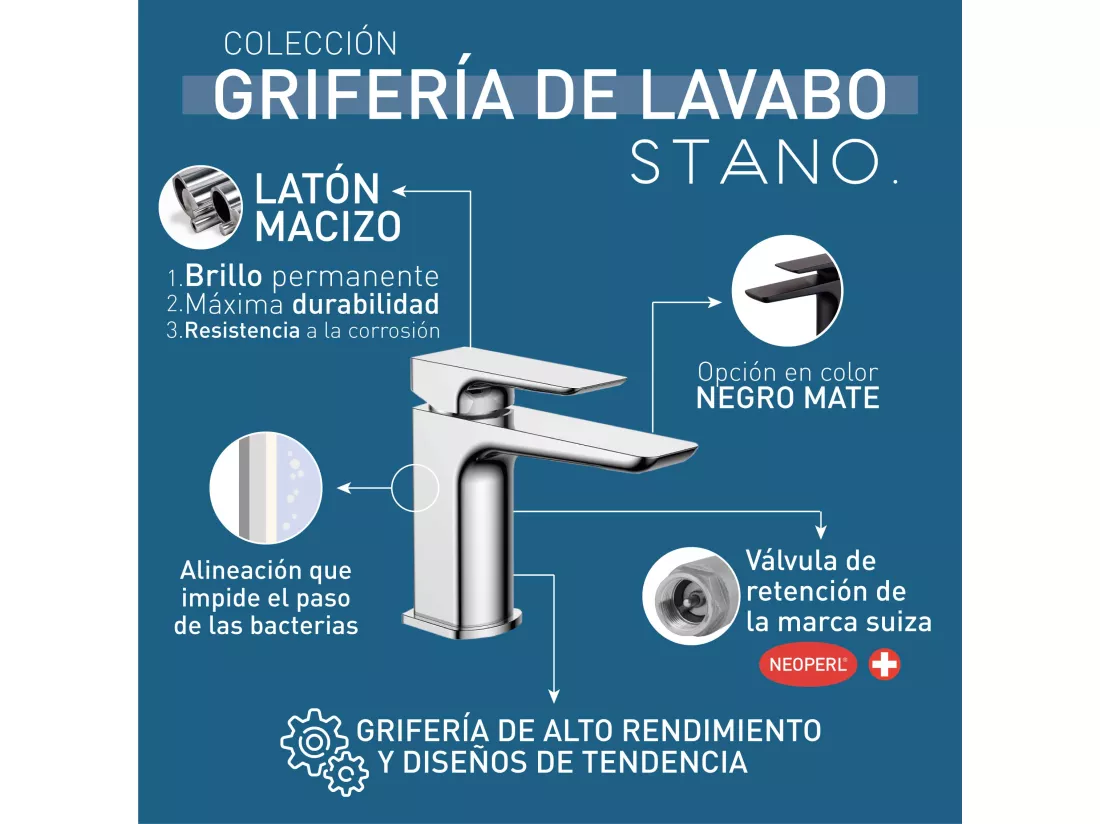 Robinet mitigeur lavabo cascade TANO noir mat