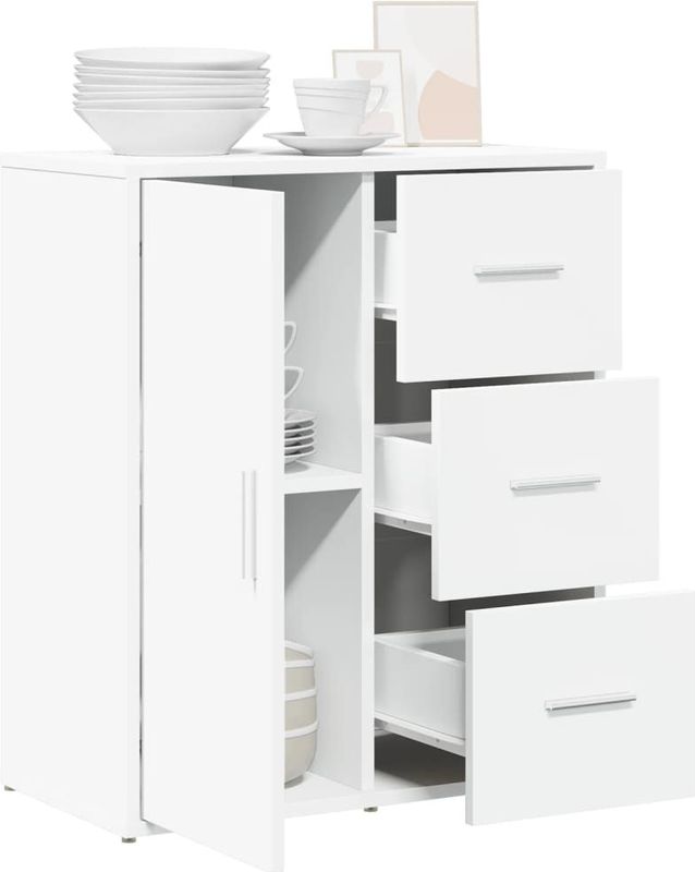 vidaXL - Dressoir - Wit - Bewerkt Hout