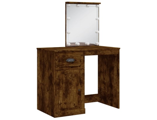 VIDAXL - Coiffeuse avec lumières led chêne fumé 90x42x132,5 cm