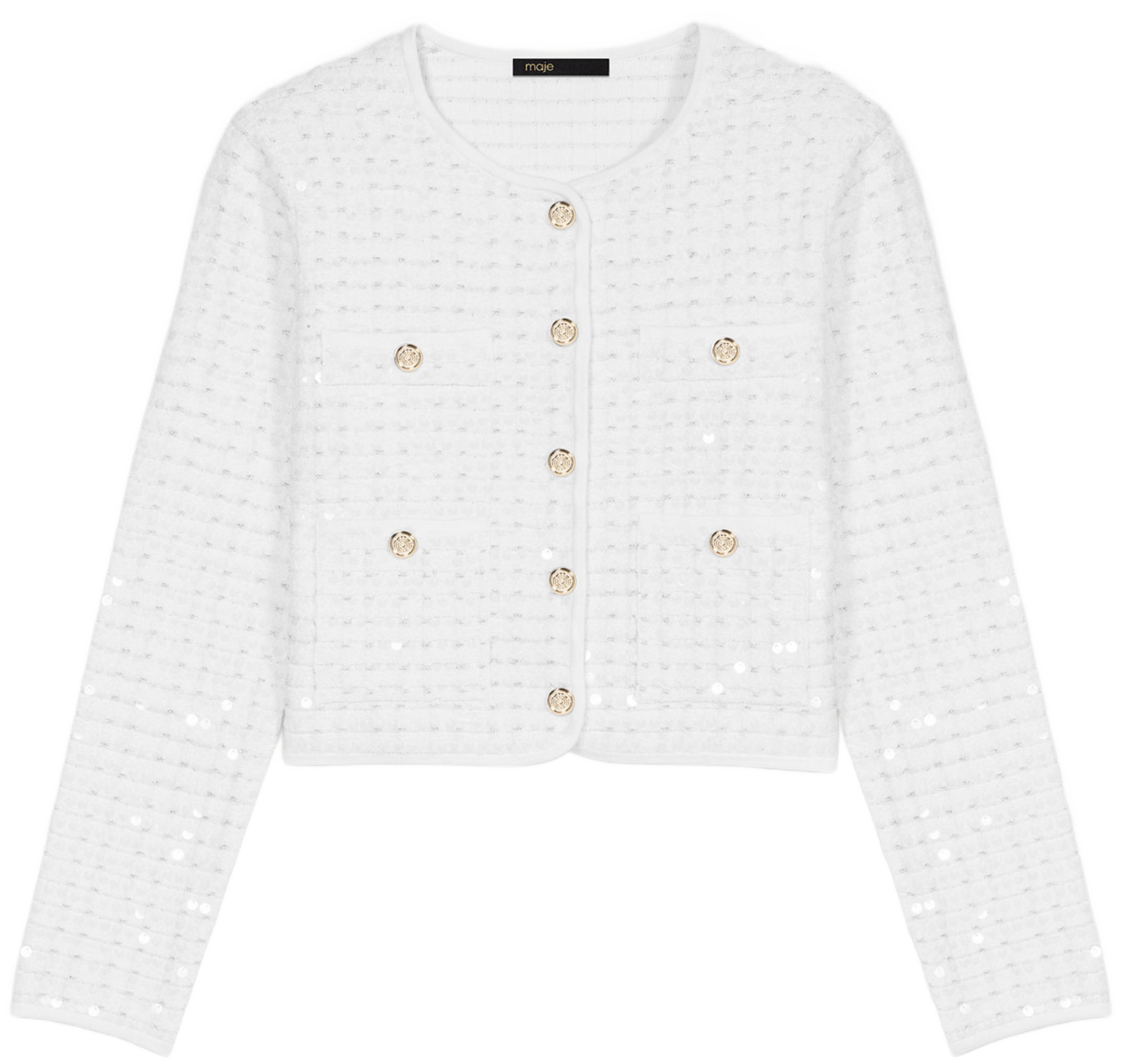 Veste droite à sequins | Blanc