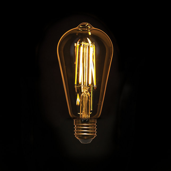 5 ampoules filament LED ST64 E27 IP20 470lm 5W 40W 230V blanc chaud ambrée
