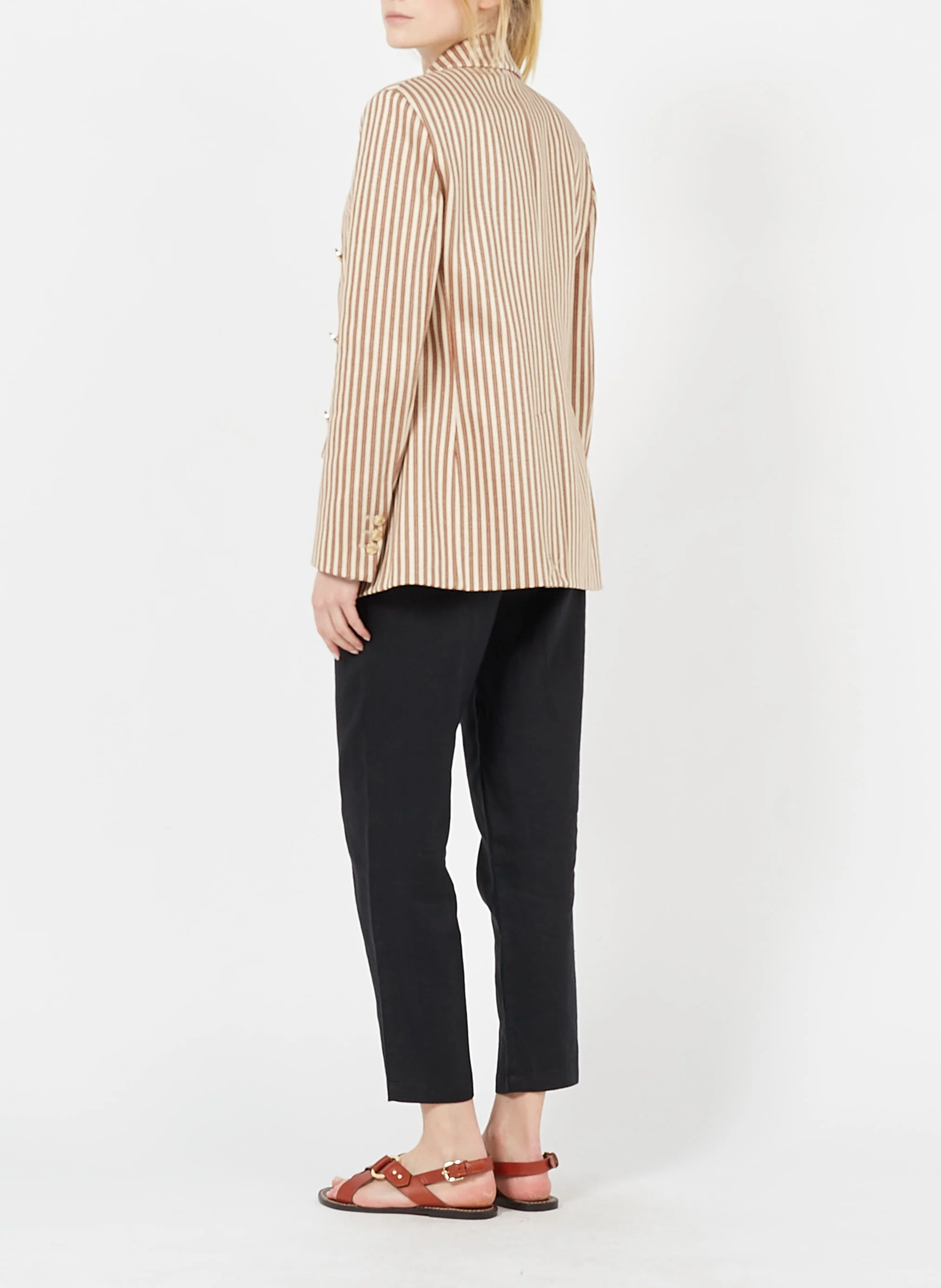 AFFABILE - Veste col tailleur rayée | Marron