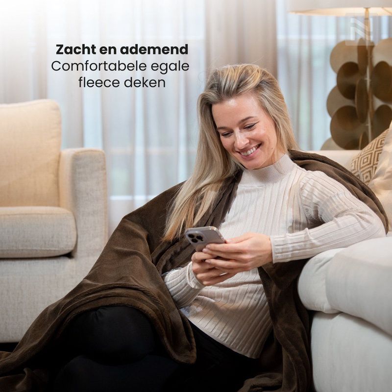 Nuvoo - Elektrische Warmtedeken - Fleece - Bruin - 180x160 cm - 120W - 3 Standen