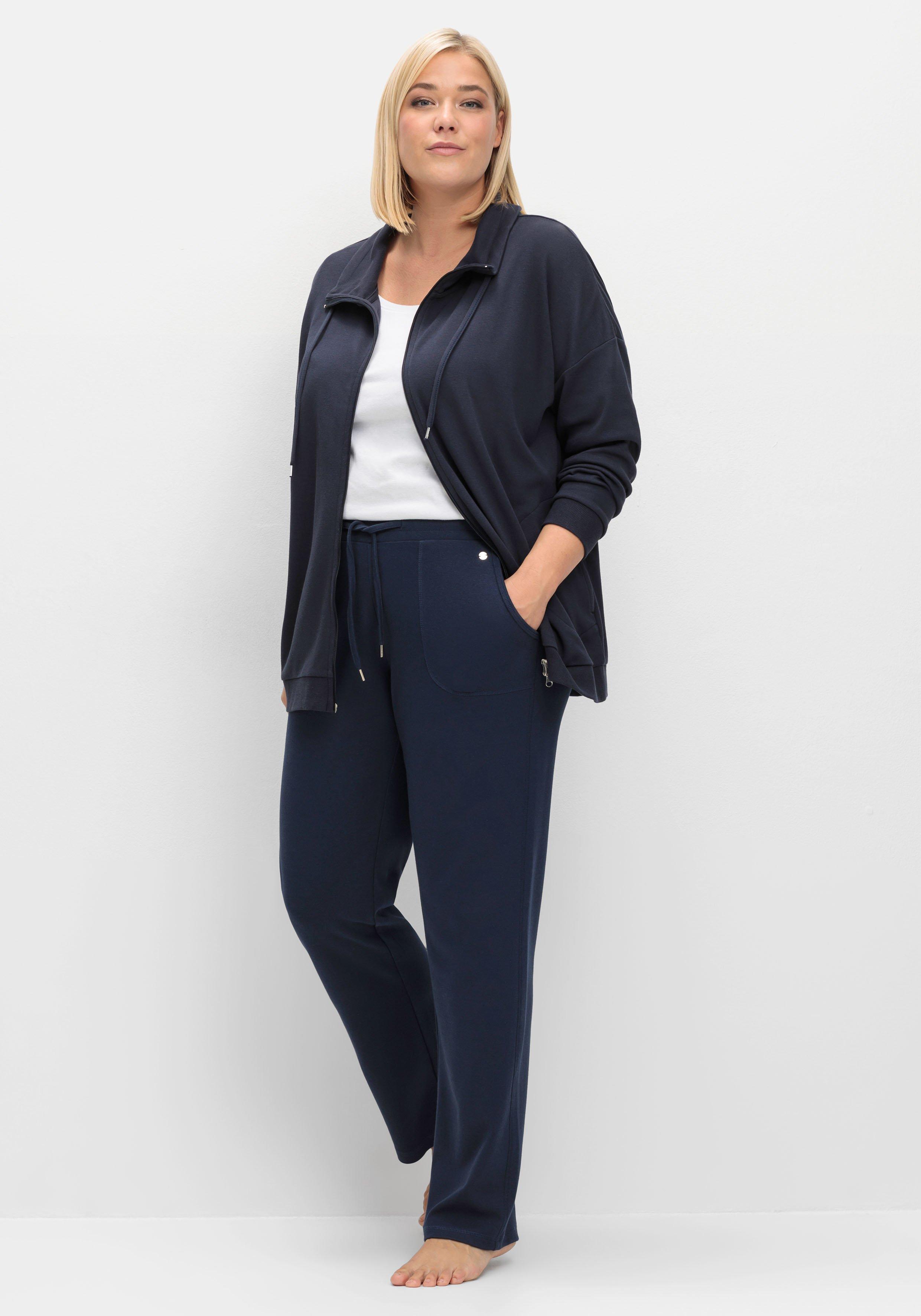 Sweatjacke mit Stehkragen und Bindeband