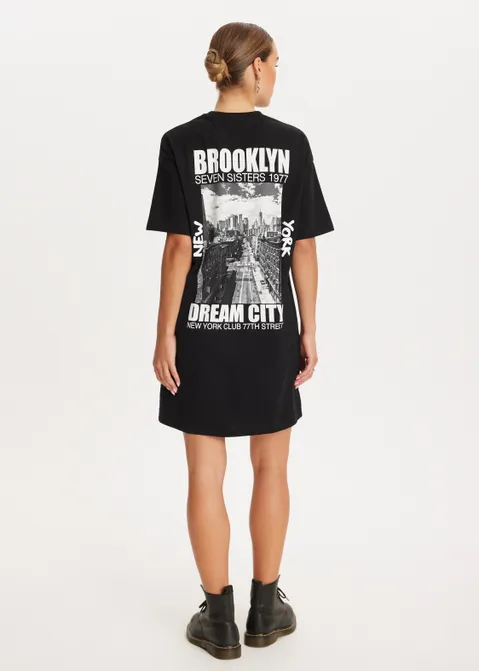 T-shirt jurk brooklyn zwart (ZWART)